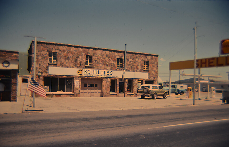 Early 70s photo of the original KC building outside Pete's garage on Route 66, Williams, AZ